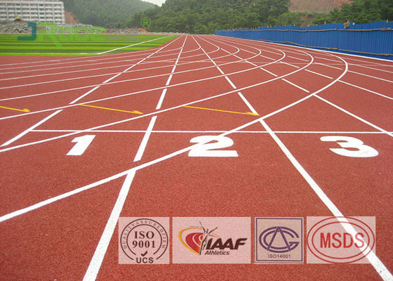 Waterborne Tartan Track Surface , Synthetic Athletic Track Flooring 13mm Thickness